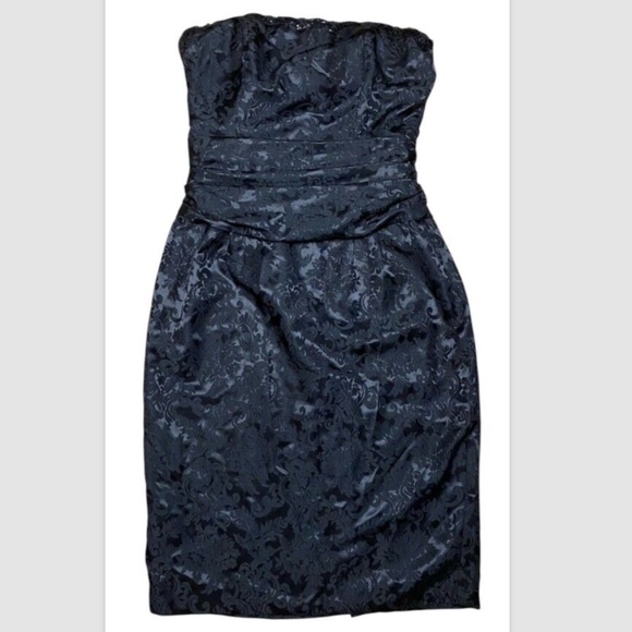 Sz 10 Scott McClintock VTG 80’s 90’s Goth Prom Dress Strapless Black Lace print - Picture 1 of 8